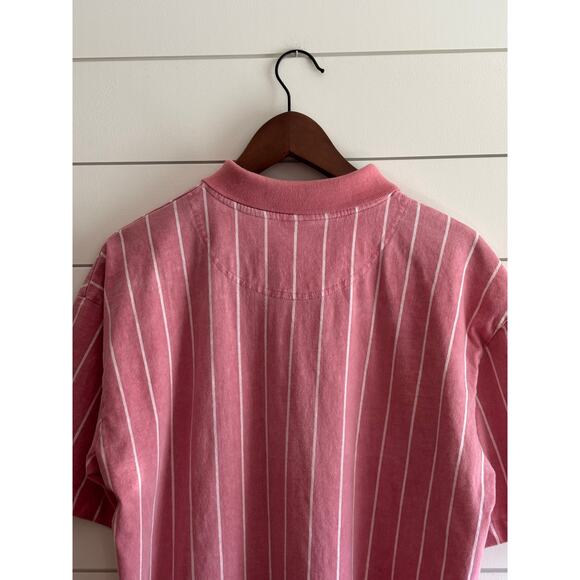 Urban Outfitters Pink & White Striped Polo Shirt | Men’s M - Picture 7 of 9